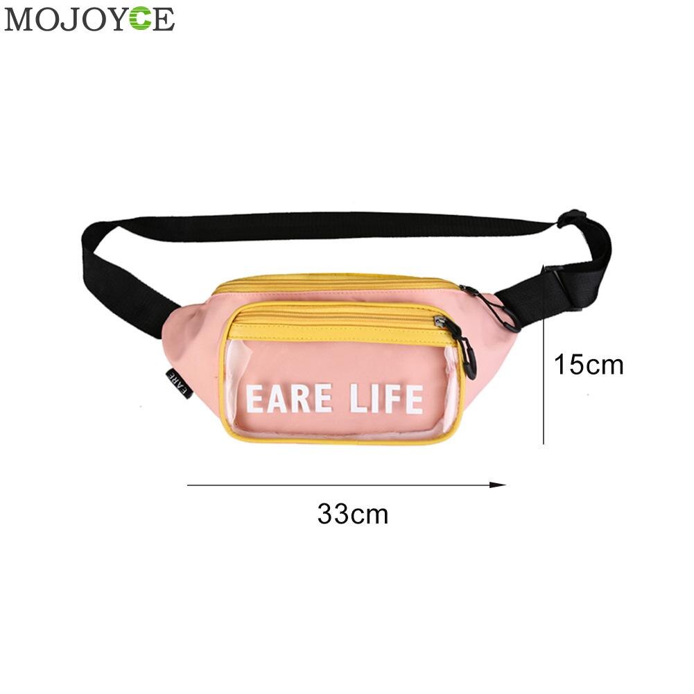 Pvc transparante heuptas voor dames, klassieke textuur, chique vrijetijdstas, nylon splitsen, rits, borst-schoudertas