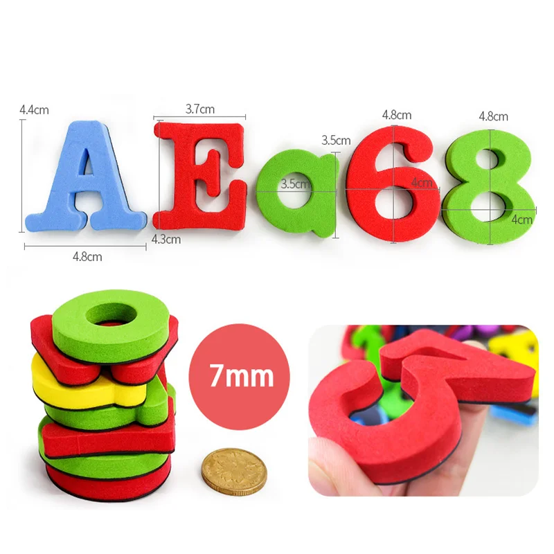 Letras magnéticas números alfabeto ABC 123 imanes de nevera plástico educativo preescolar juguete de aprendizaje conjunto mayúsculas matemáticas minúsculas