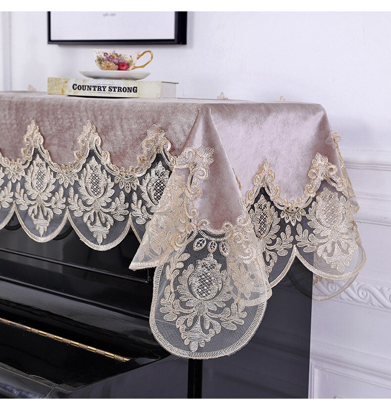 85cm*220cm europæisk stil blonder klaverbetræk klud håndklæde broderi klaver halvdæksel støvtæt universal klaverbetræk