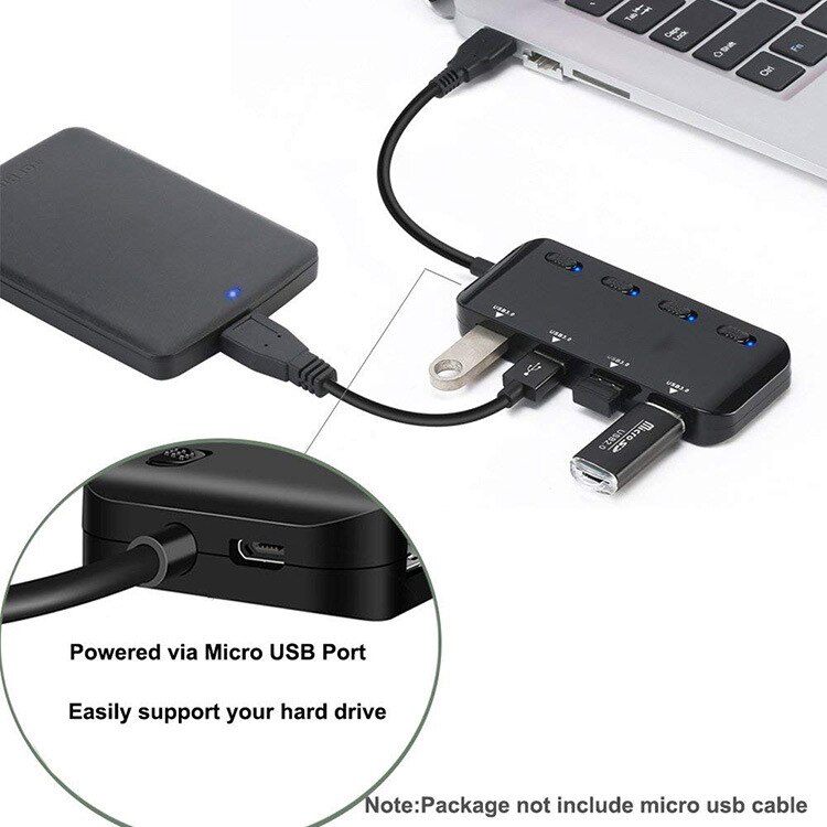 Ultradunne usb 3.0 4-- poorts hub één tot vier usb 3.0 hub 4-- poorts switch
