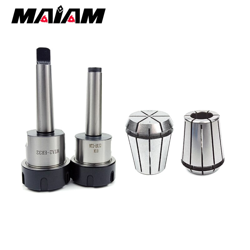a set high precision 0.008 ER collet + mt tool holder MT2 MT3 MT4 ER25 ER32 Thread M10 M12 M16 rear pull flat tail tool holder