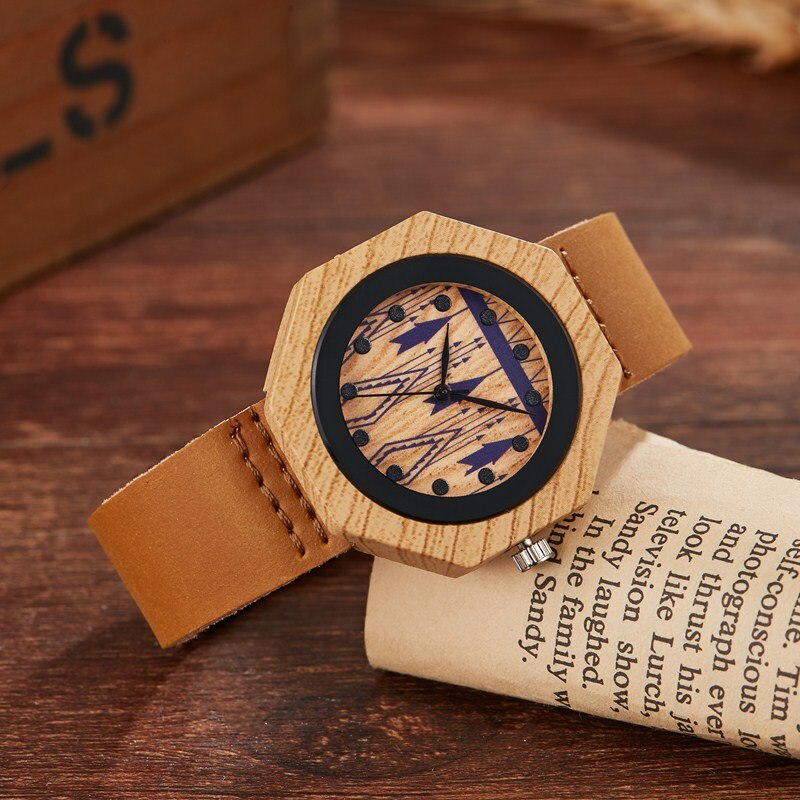 Houten horloge mannen vrouwen paar unisex imitatie bamboe houten klok quartz horloges polshorloge quartz klok sporthorloge doos