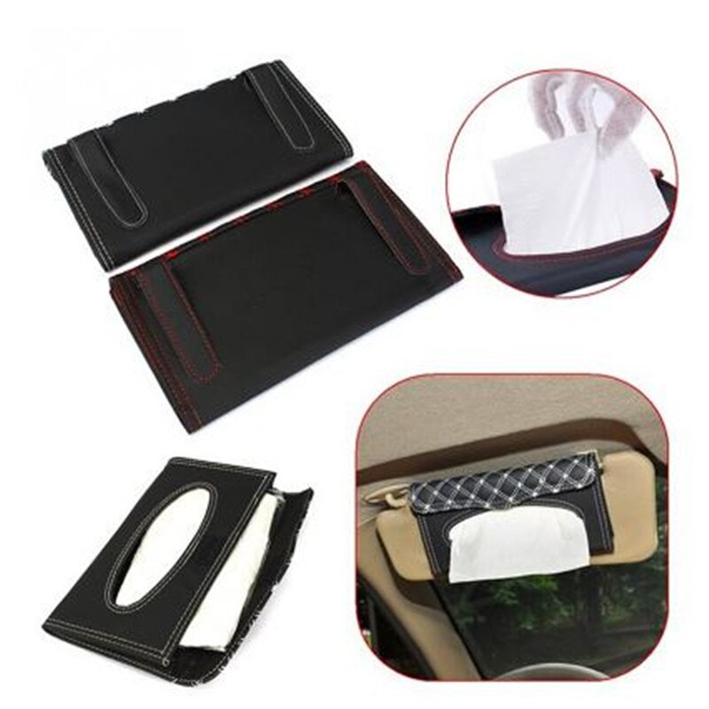Universal Car Kit Tissue Doos Auto Zonneklep Opknoping Type Pu Borduurwerk Patroon Magic Sticker Tissue Cover Auto-interieurs