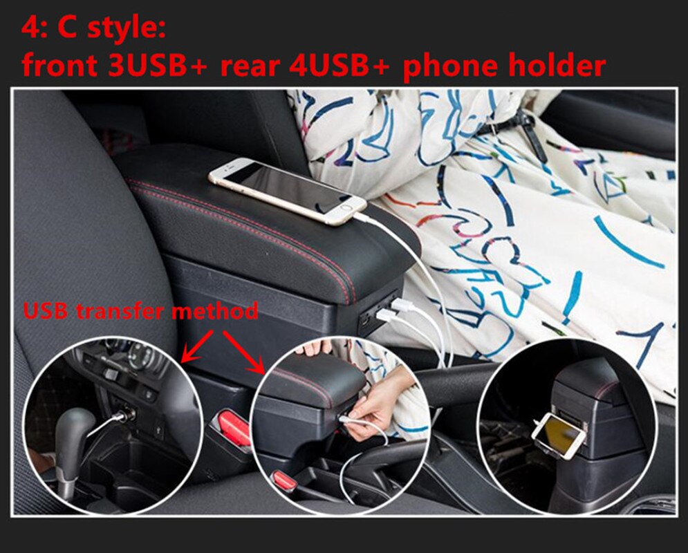 Til renault clio 4 captur armlæn boks central butik indhold boks med usb interface