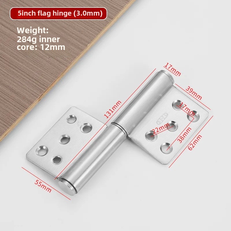 Traditional Flag-Shaped Door Hinges Comprehensive Removable Large Door Hinges Fire Prevention Aluminum Alloy Door Hinges: Silver