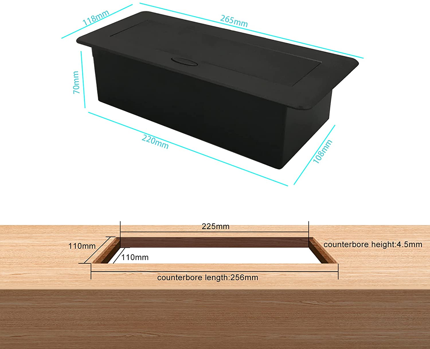 Metal Panel French Standard Hidden Type Table Socket 2/3 Way Outlet USB/EUR/Universal/FR Office Kitchen Cabinet Desktop Aluminum