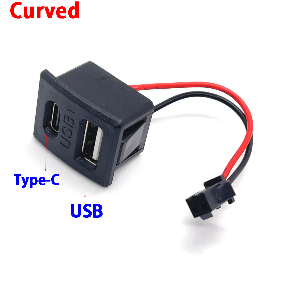 Storström 2 p dubbelskikts-usb hona-bas typ-c-uttag ett hon-usb-lampladdningsuttag strömuttag med kabelkontakt: Blå / 5-9 st