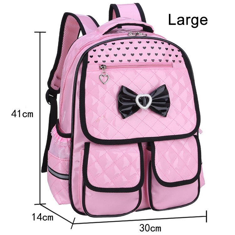 Leuke Rugzak Schooltas Voor Meisjes Pu Waterdichte Schooltassen Voor Meisjes 1-3-6 Grade Orthopedische Schooltas voor Meisjes: Large-Pink