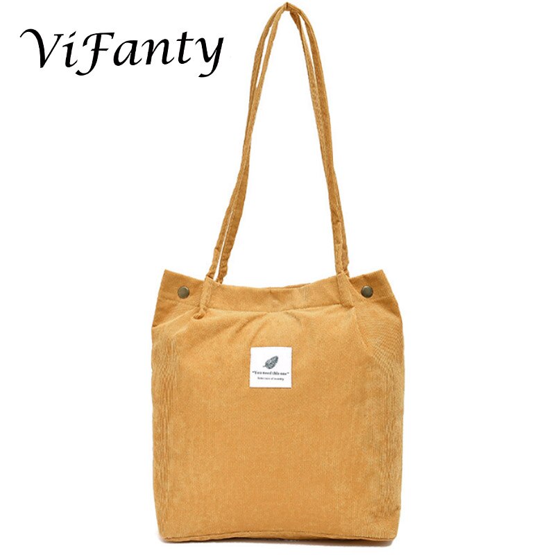 Corduroy Tote Tas Voor Vrouwen Meisjes Kids Schoudertas Met Binnenzak Voor Werk Strand Lunch Reizen En Winkelen Kruidenier: Yellow