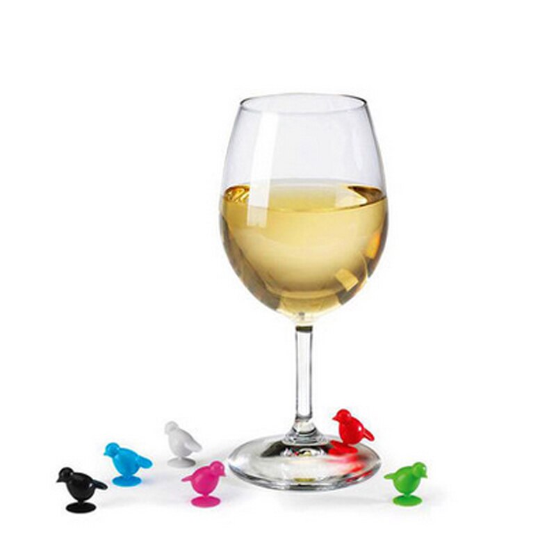 6 stks Set Silicone Vogels Goblet Cup Label Glas Markers voor Wijn Fles Cocktails Dranken Party Gewijd Herkenner Mark Bar