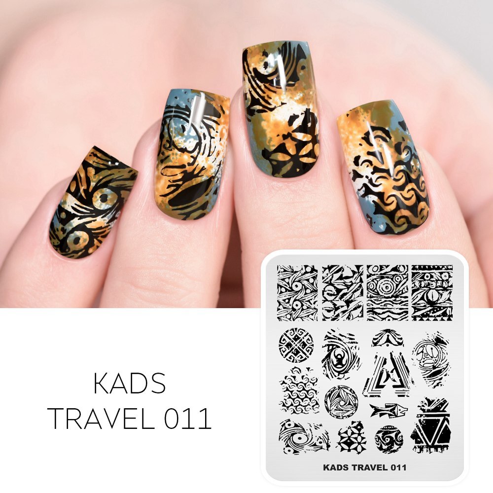 Nail Art timbre plaque fleur feuilles léopard impression Image ongles estampage modèle ongle bricolage pochoir plaque pour Nail Art: Travel 011