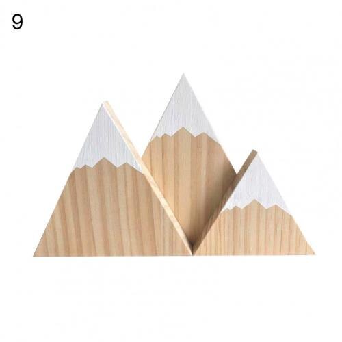 3Pcs/Set Wood Ornaments Snow Mountain Shape Photo Props Wood Hanging Wall Sign Kids Room Decor: 9