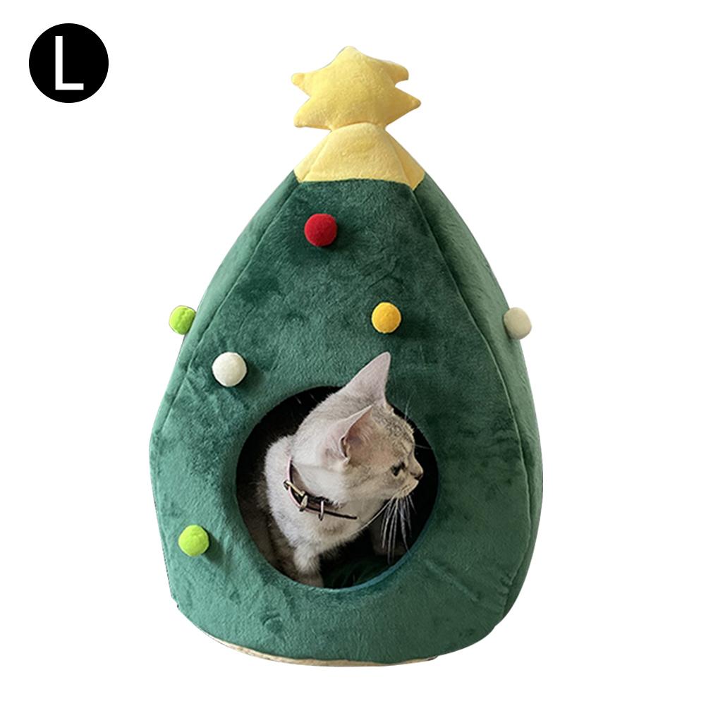 Christmas Tree Pet House Winter Warm Pet Nest Winter Cat Dog Pet Bed Super Soft Velvet Dog Basket Cat House