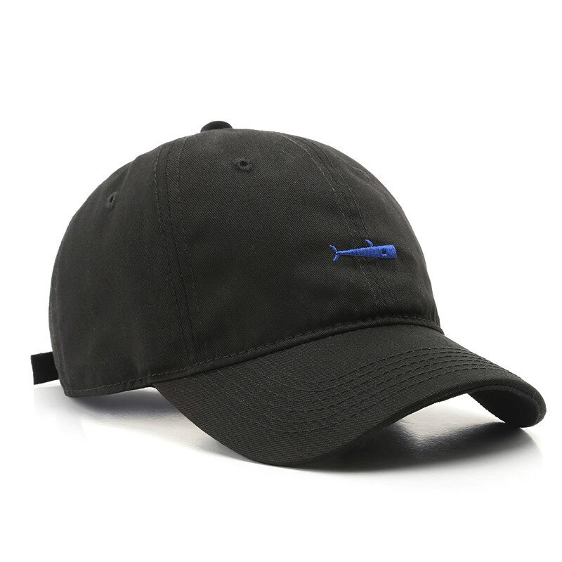 Sleckton baseball kasket til mænd og kvinder retro far hatte sommer udendørs visir kasket unisex snapback hat fisk broderi hat: Blcak -2