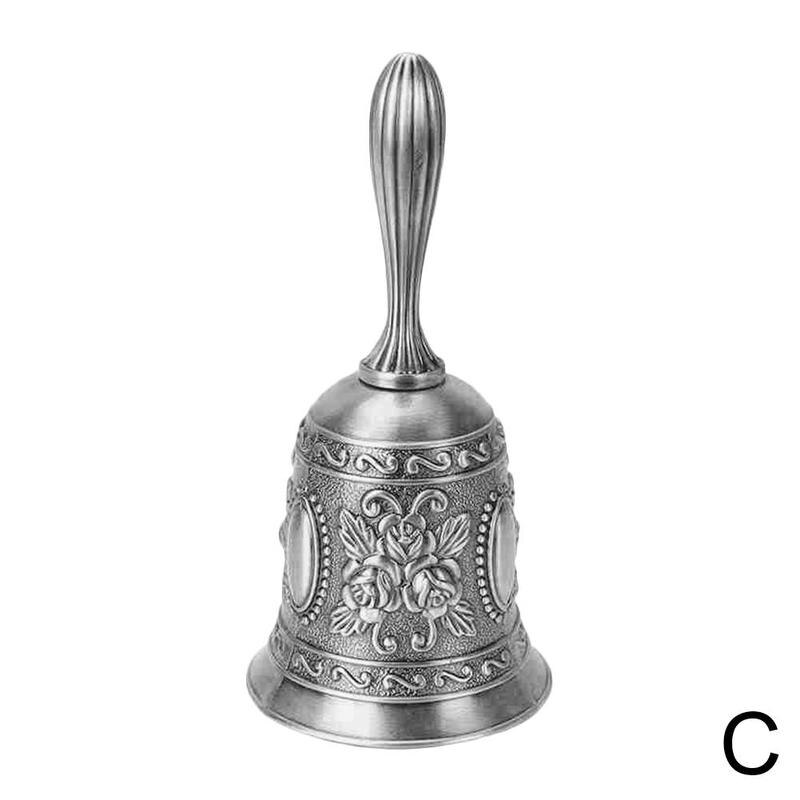 1Pcs Hand Bell Metal Tone Koperen Ring Alarm Hand Hold Dienst Call Bell Desktop Bel Thee Dinner Bells Game bells Xmas Klokken: C