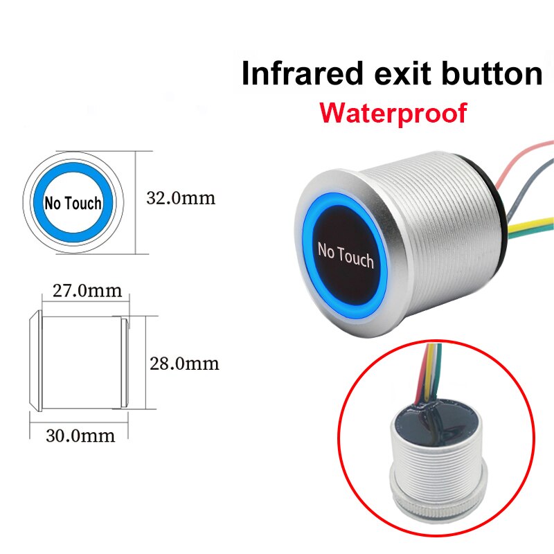 Waterproof No Touch Infrared Sensor Exit Button Switch Access Control Door Exit button Contactless Door Release Switch Sensor: EI01A-TW