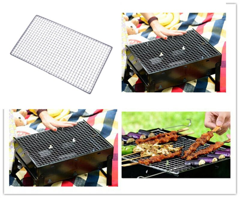 Bbq barbecue grillmat roestvrij staal vervangend gaas draadnet antiaanbak teflon grillmat buiten koken bbq accessoires