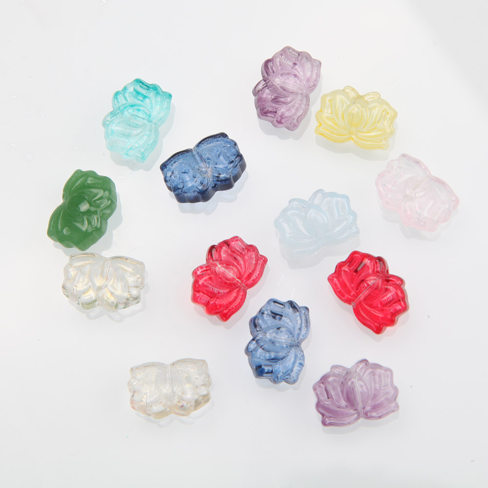 50PCS Flower Glass Beads Charms Pendant Necklace for Jewelry Making Supplies Beaded Findings DIY 10*14mm