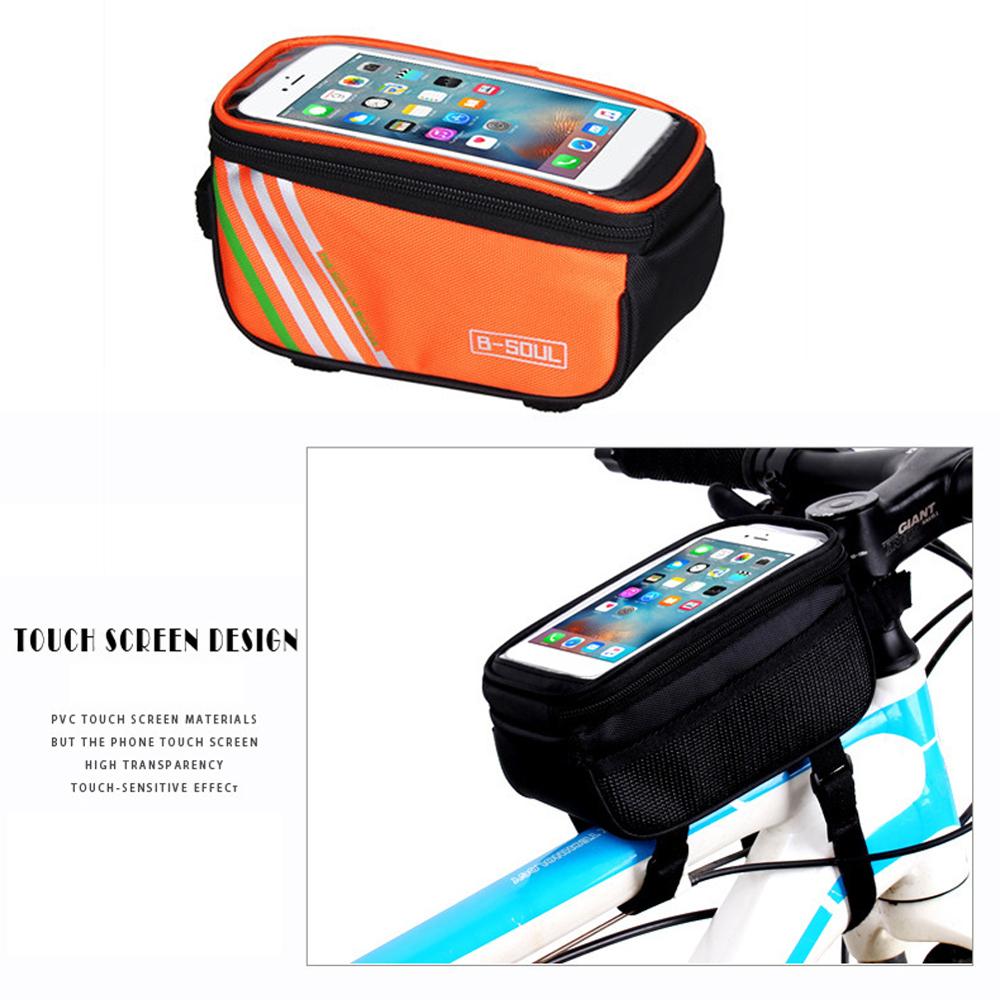 Waterdichte Fietstas Nylon Bike Cyling Mobiele Mobiele Telefoon Tas Met Ritssluiting Fietstassen Frame Voor Tube Meubi