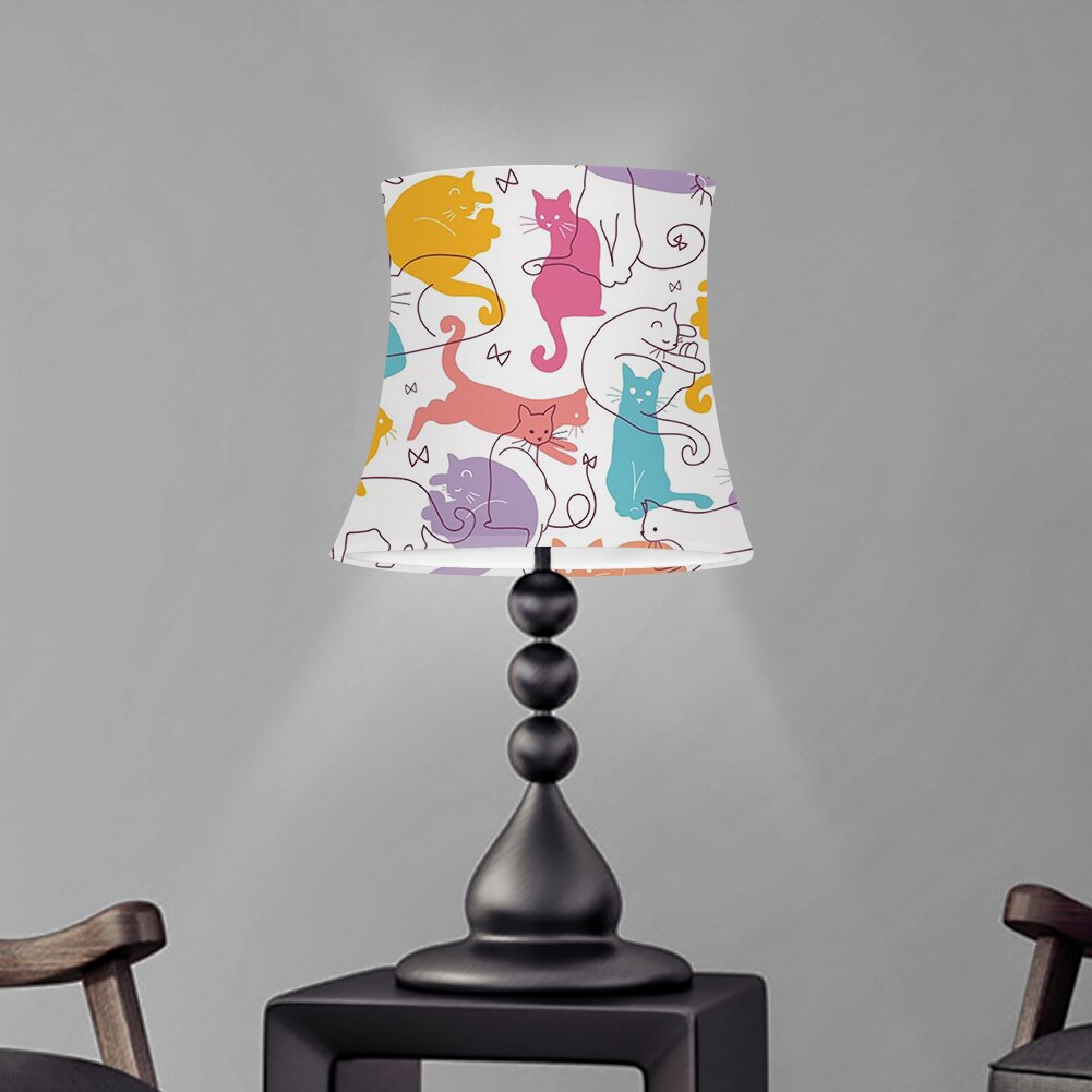 Cute Cat Printed Household Cloth Art Chandelier Lampshade Floor Lamp Shade Light Cover for Table Lamps for Wall Lamps: ZSH0339HSS