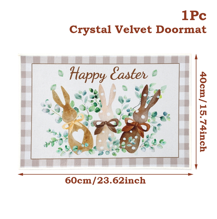 1Pc Crystal velvet Lovely Happy Easter Door Mat Motif Entrance Pad Bath Rug Area Carpet For Kitchen Balcony Terrace Home Decor