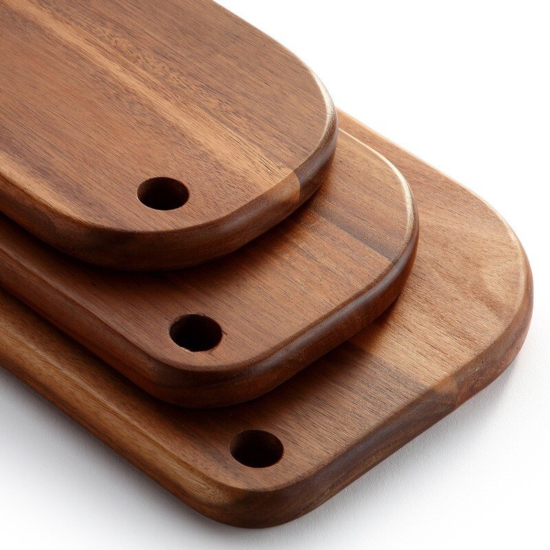 Tabla de cortar de madera de Acacia para el hogar, tabla para picar fruta y carne, antibacteriana, artística, a prueba de moho, comida para niños
