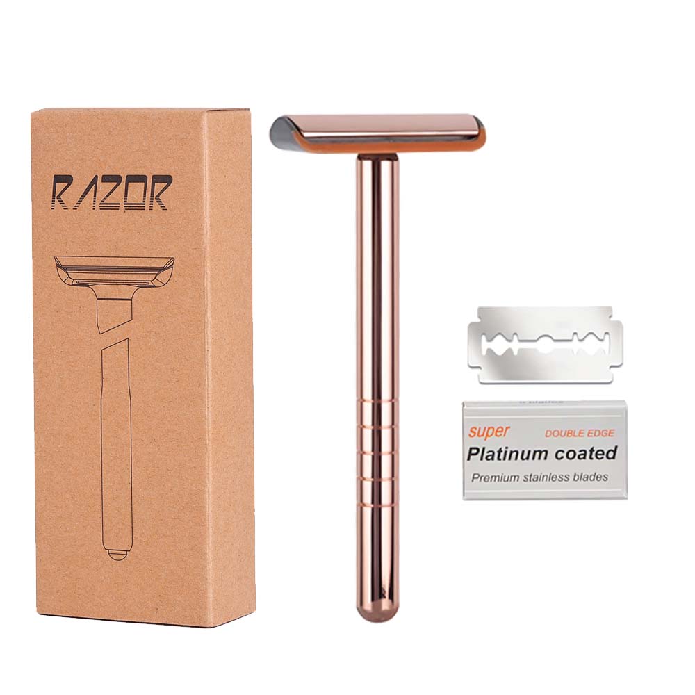 Whityle 03T Innovate Safety Razor Double Edge Blade Aluminum Alloy Shaving Razor With Lubrication Strip For Men Women: Gold