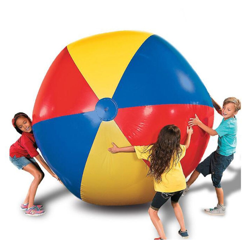 100cm Riesigen Aufblasbaren Strand Ball Volleyball Erwachsene Kinder Outdoor Bunte Ball Familie Wasser Teil Rasen Strand Party Spielzeug DSH001