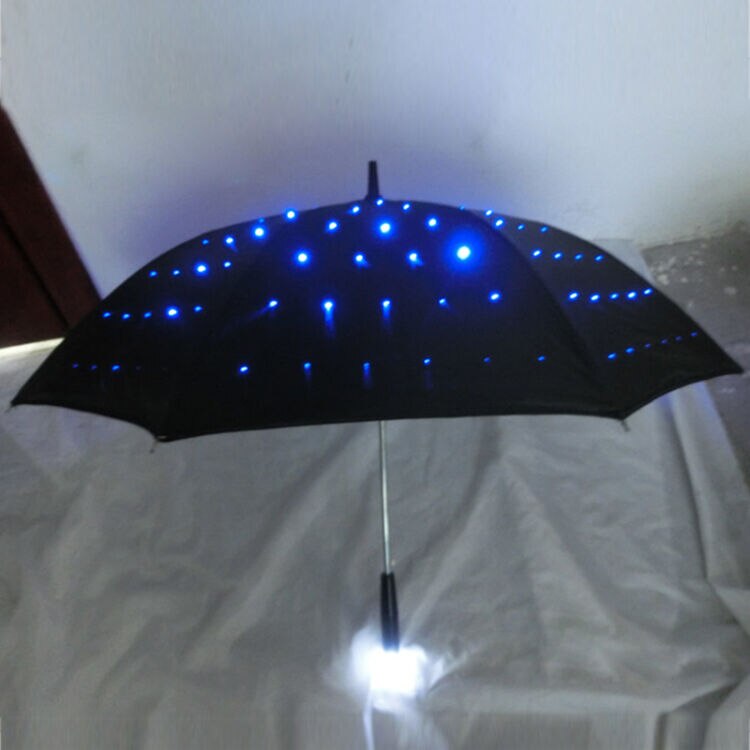 16%, forsyning ledet lys uv paraply med lommelygtefunktion lysende dekorativ paraply til fotografering sceneoptræden dekor: Sort