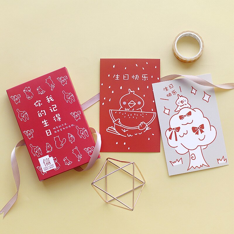 30 unids/set recuerdo tu postal de cumpleaños/tarjeta de felicitación/tarjeta de mensaje/Carta de cumpleaños sobre tarjeta de