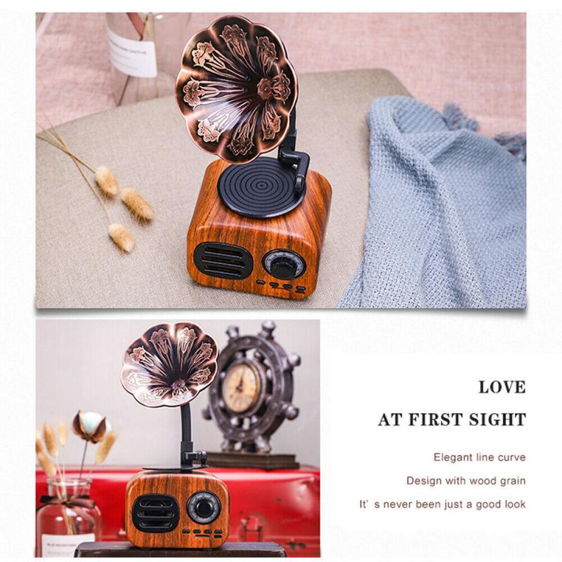 Retro Radio Bluetooth Portatil Speaker Draagbare Mini Draadloze Grammofoon Luidspreker Muziek Subwoofer Ondersteuning Tf-kaart Afspelen