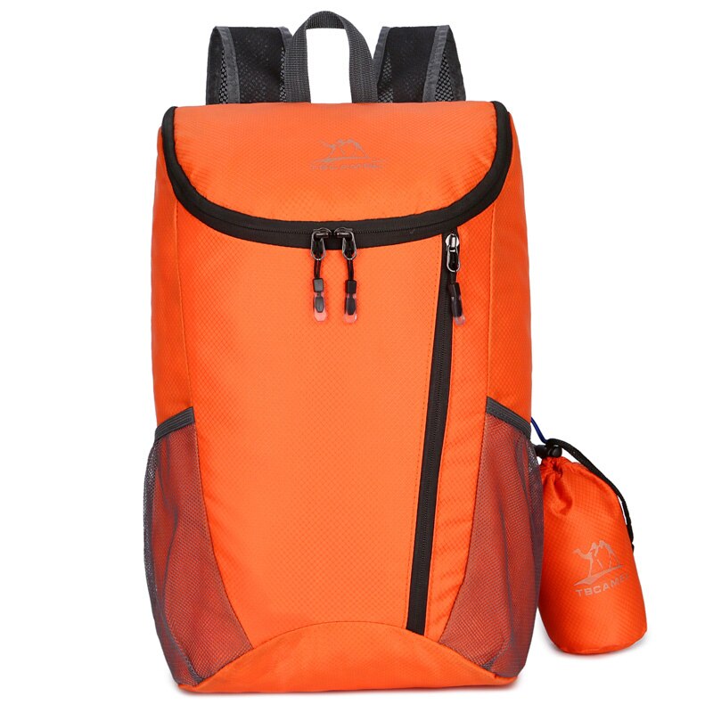 nueva mochila de almacenamiento ligero Unisex Casual bolsa de viaje plegable mochila al aire libre montañismo bolsa Paquete de piel: Naranja