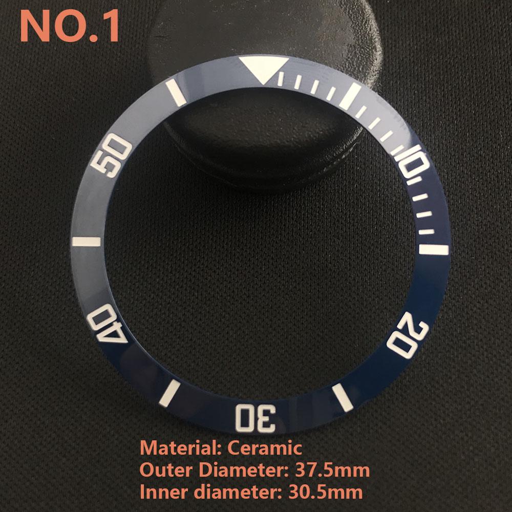 Sostituzione dell'inserto della lunetta in alluminio o ceramica luminosa da 37,5 * 30,5 mm delle parti degli accessori dell'orologio: nero