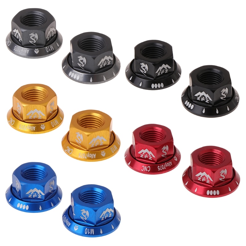 2pcs/bag Bicycle Hub Nut M10 Fixed Gear MTB Road Bike Screw Bolt Aluminum Alloy for Motorcycle Bicycle Bike