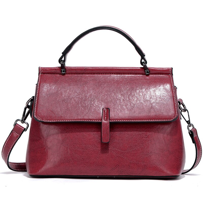 Yiyi's Bag women's bag messenger bag fashionable in autumn and winter, versatile, large capacity leather commuting hand: Wine