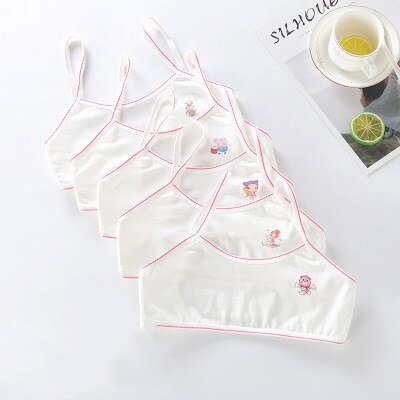 Meisjes bh ondergoed lingerie kinderen tieners tieners jonge adolescenten 6-12 jaar student katoen dubbel dek effen kleur 1 stuk sport: Rozenrood