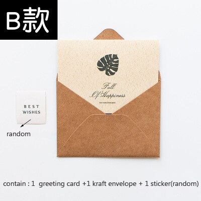 1 unidad de sobres creativos con de hojas verdes, tarjetas de felicitación, invitación, boda, gracias, cumpleaños, tarjeta de papel Kraft: B guibeizhu
