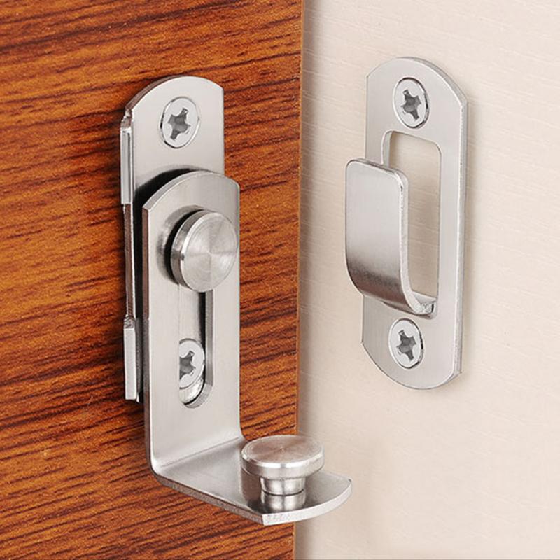 Home Door Clasp Door Lock Stainless Steel Latch Push Pull Sliding Chain 90 Degree Hotel Shift Cabinet Security Tools Button