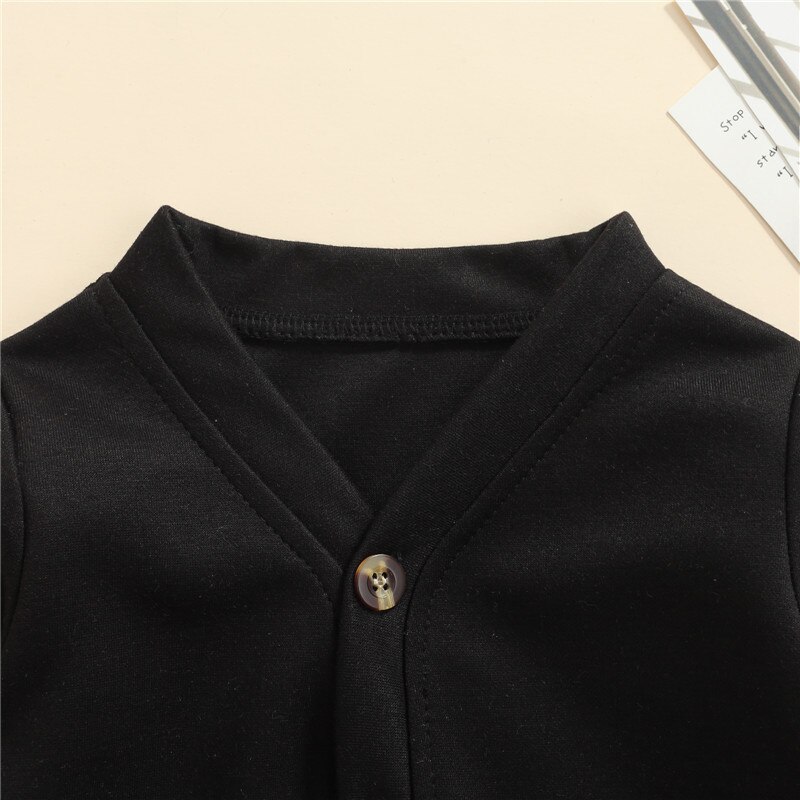 1-6 Jaar Jongen Lente Herfst Lange Mouw Vest Mode Effen Zwart Grijs V-hals Casual Jas Met Pocket Jongens uitloper Tops