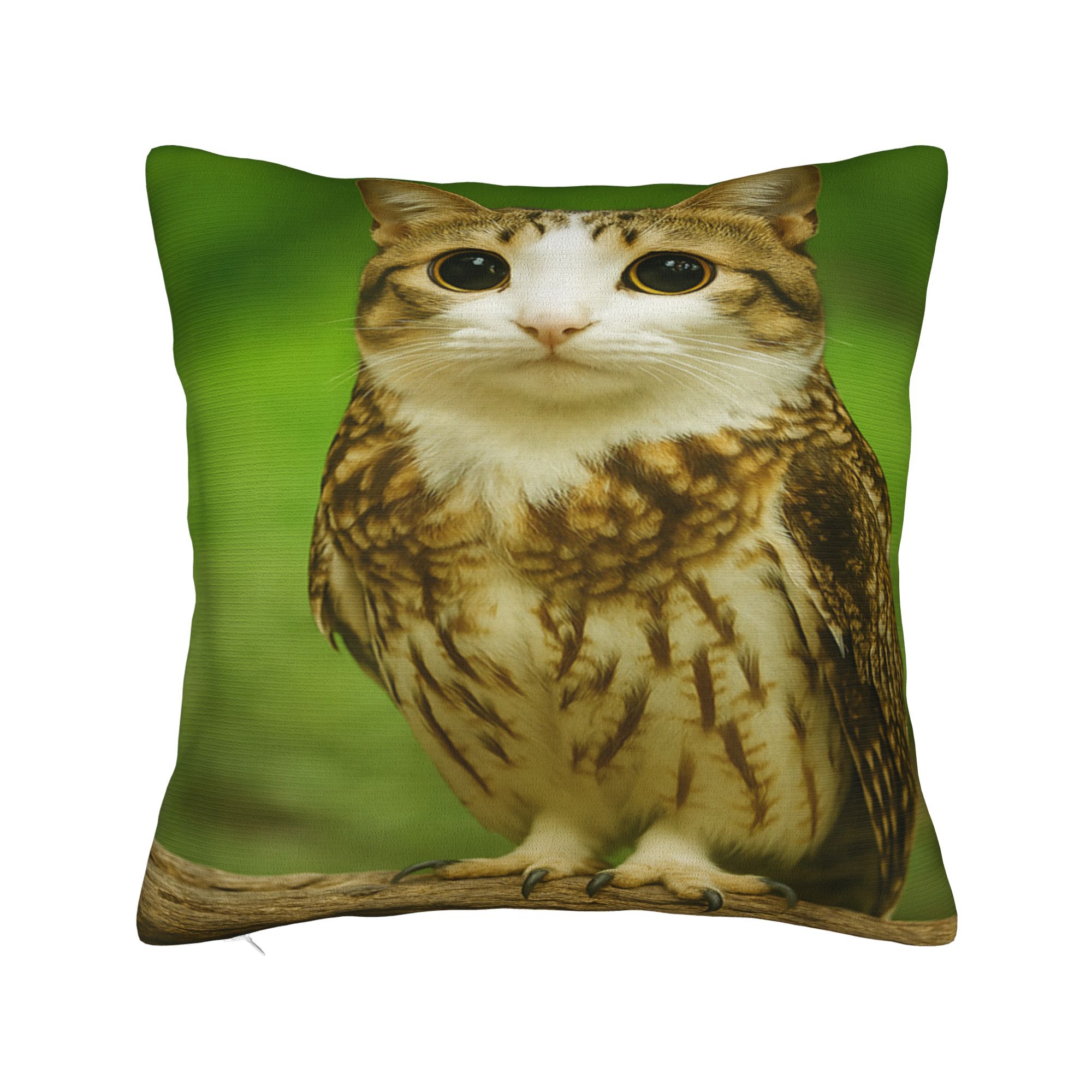 Grappige miauw meme kussenhoes kat uil meme brainrot zachte kussenhoes kussensloop voor bank, fauteuil, bed, woonkamer: Wit