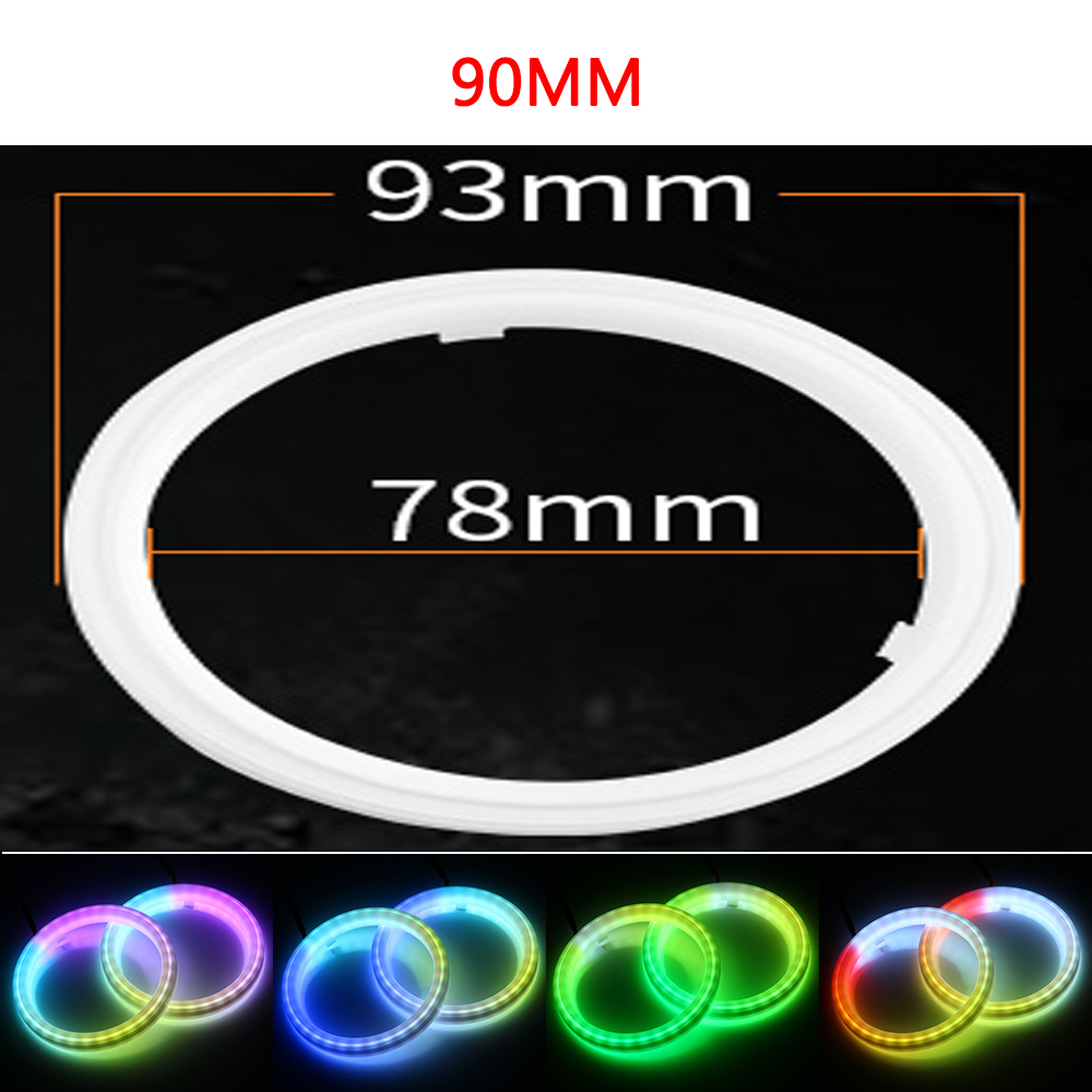 Bil LED Angel Eyes Halo Ringar - RGB med Blinkers - 60mm till 120mm - APP Bluetooth DRL Strålkastare: Kristallblå