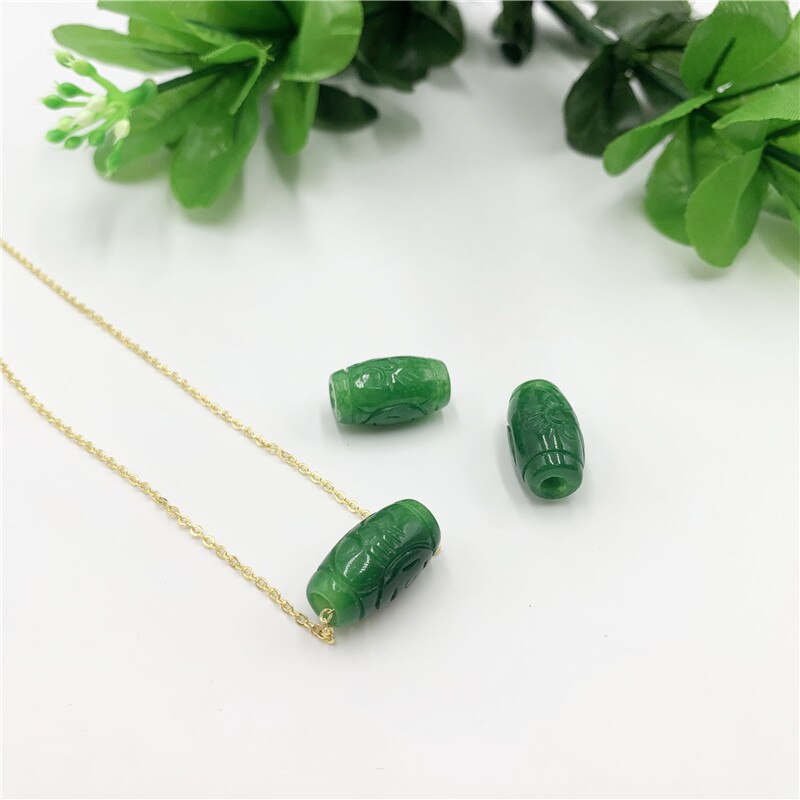 Collier en Jade vert naturel 20MM, 1 pièce, perles Ruyi sculptées à la main, pendentif, bijoux amulette à la , pour femmes, corde gratuite,