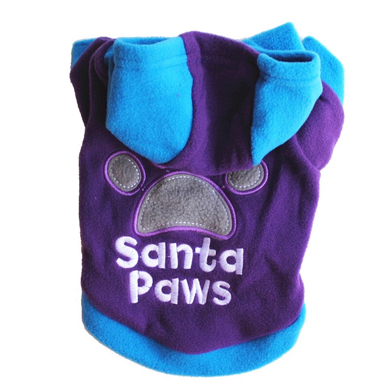 Santa Poten Gedrukt Hond Kleding Voor Kleine Honden Zachte Fleece Puppy Kat Hoodies Jasje Chihuahua Pug Yorkie Kleding outfit: Purple / S