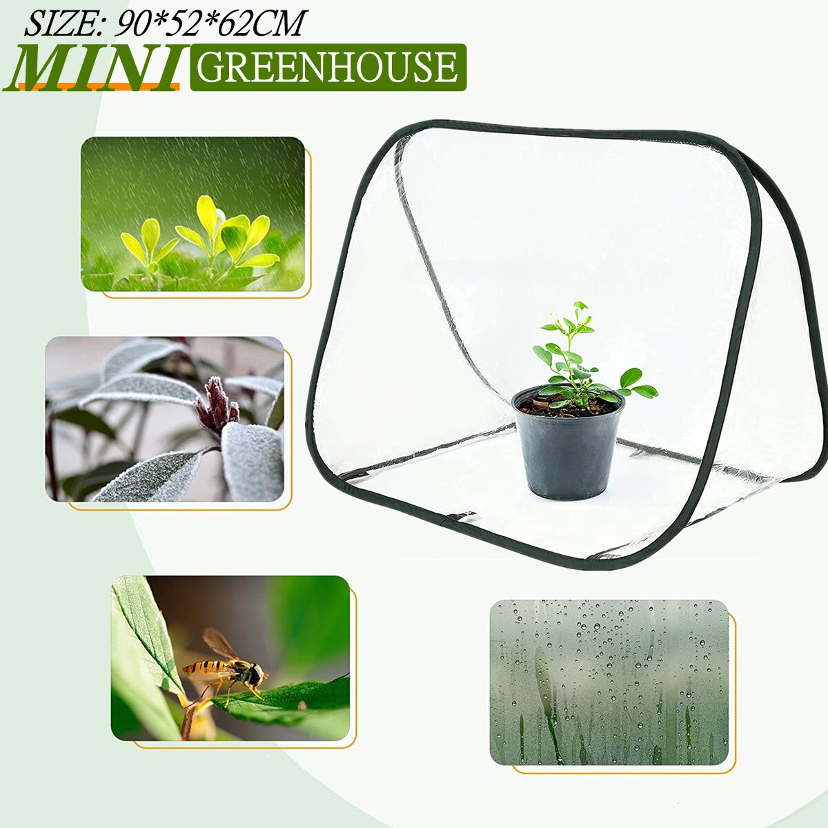 Portable Greenhouse Garden Supplies, for Indoor Outdoor Plant Flower Pop-Up MINI Gardening Warm Room Greenhouse Tent 90*52*62CM