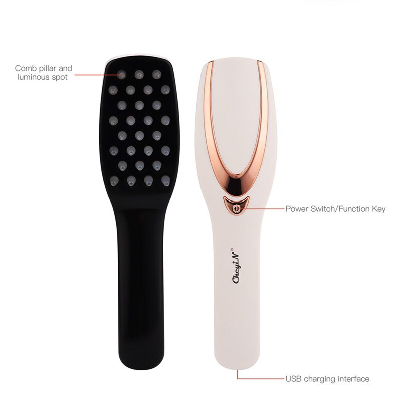 CkeyiN Phototherapy LED Light Hair Growth Comb Vibrating Head Massager Brush Rechargeable Scalp Anti Hair Loss Relieve Fatigue