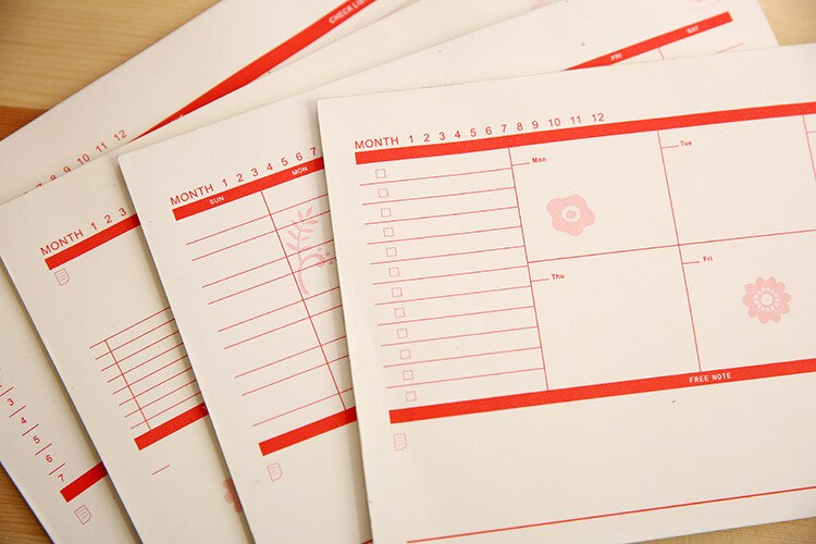 Flower Printed Work And Study Planner Notebook , Daily Weekly Monthly Planner Book