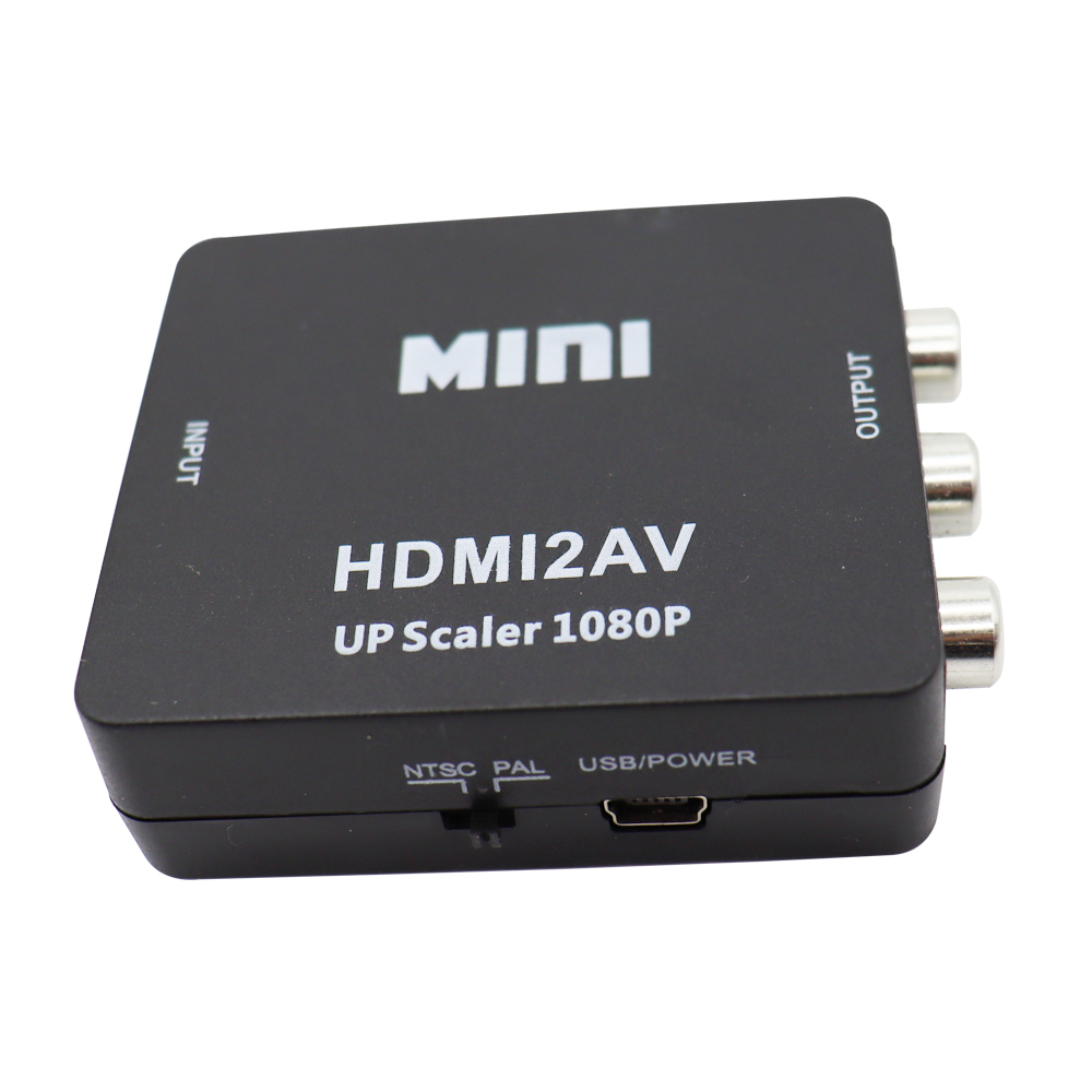 MINI HDMI compatible con RCA AV/CVBS Adaptador convertidor AV de vídeo compuesto HDMI2AV para TV VHS VCR DVD