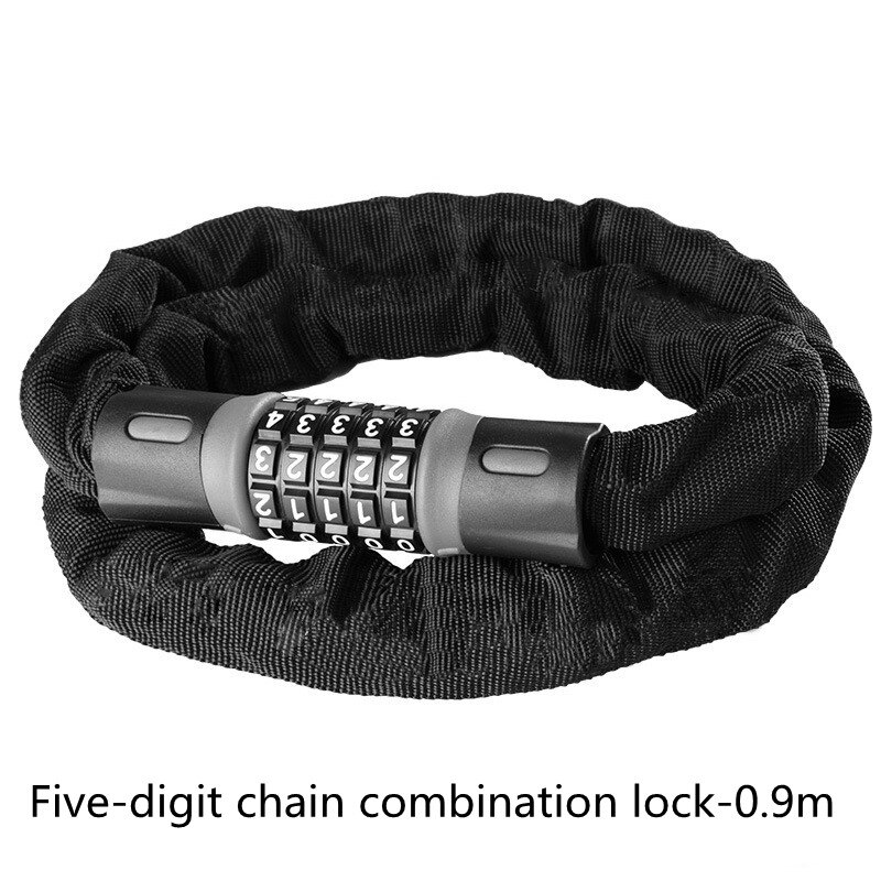 Bicycle Chain Lock Five-digit Combination Lock Anti-theft Lock Trolley Lock Outdoor Riding Mountain Bike Road Bike Anti-theft: 0.9m