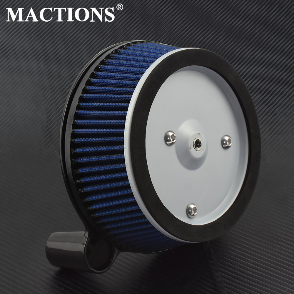 Motorrad Blau Luftfilter System Reiniger Aluminium Für Harley Dyna Straße Bob Softail FXSTB Fett Junge touren Straße König FLHX FLHR
