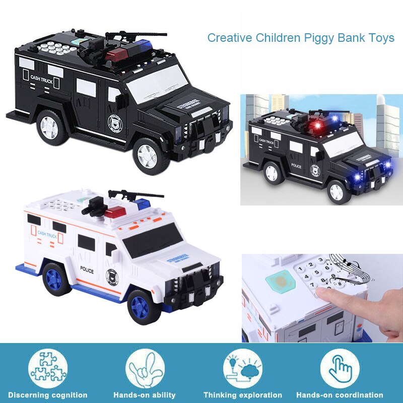 Besparing Spaarpot Smart Muziek Wachtwoord Bankbiljet Politie Auto Ambulance Coin Bank Figuur Toy Xmas Voor Kids Kinderen Baby